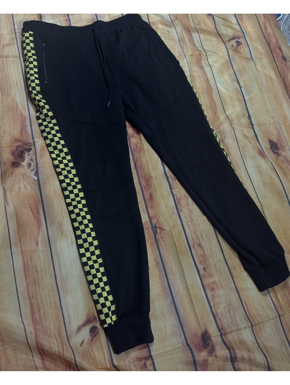 Forever 21 Black Checkered Side Stripe Jogger Pants